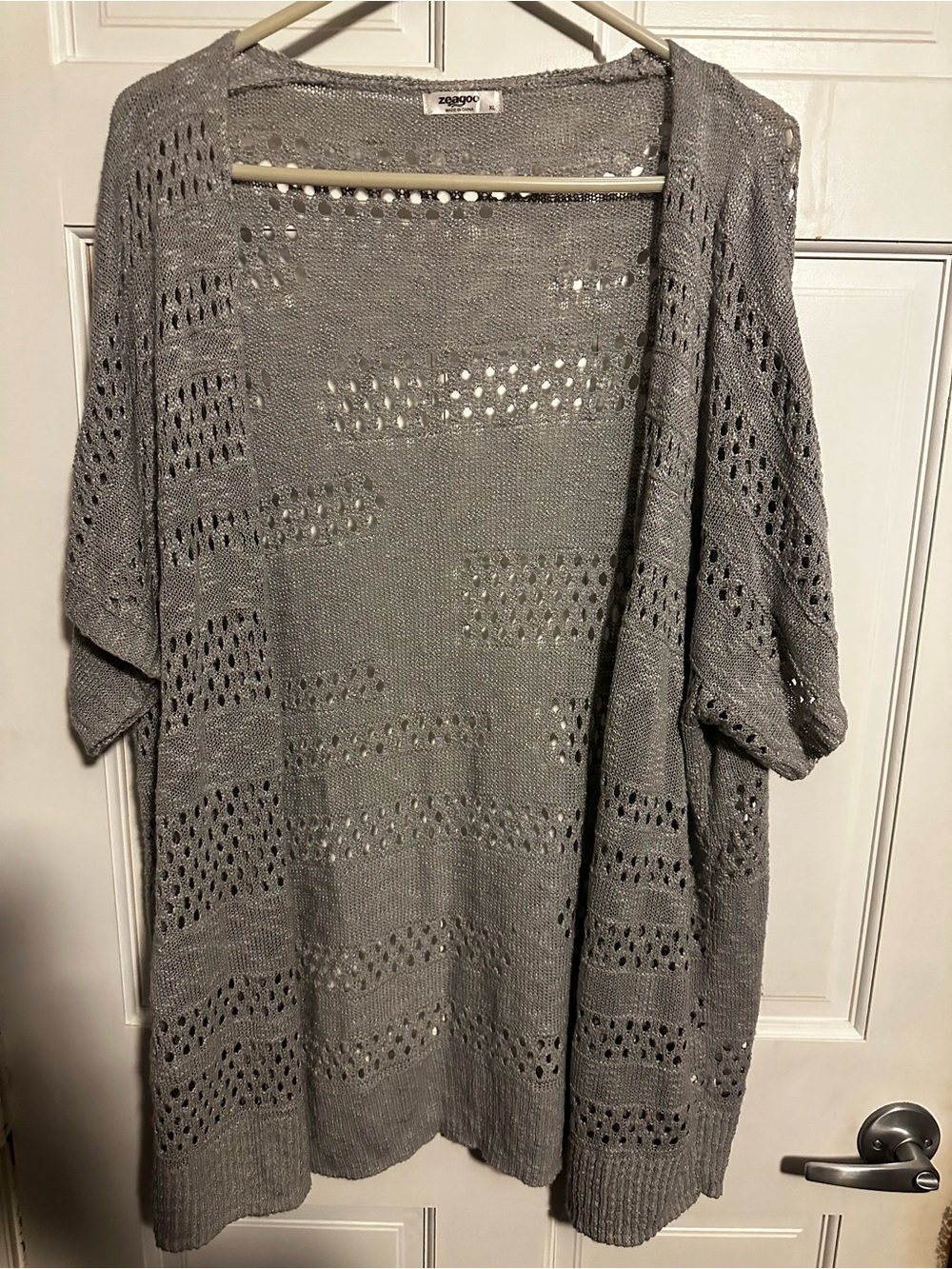 zeagoo Gray Open-Stitch Lightweight Cardigan